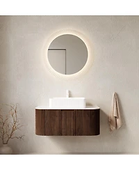 Sillysis Wall Mounted Bathroom Vanity with Ceramic Sink, Plywood Cabinet, Soft Close Drawer