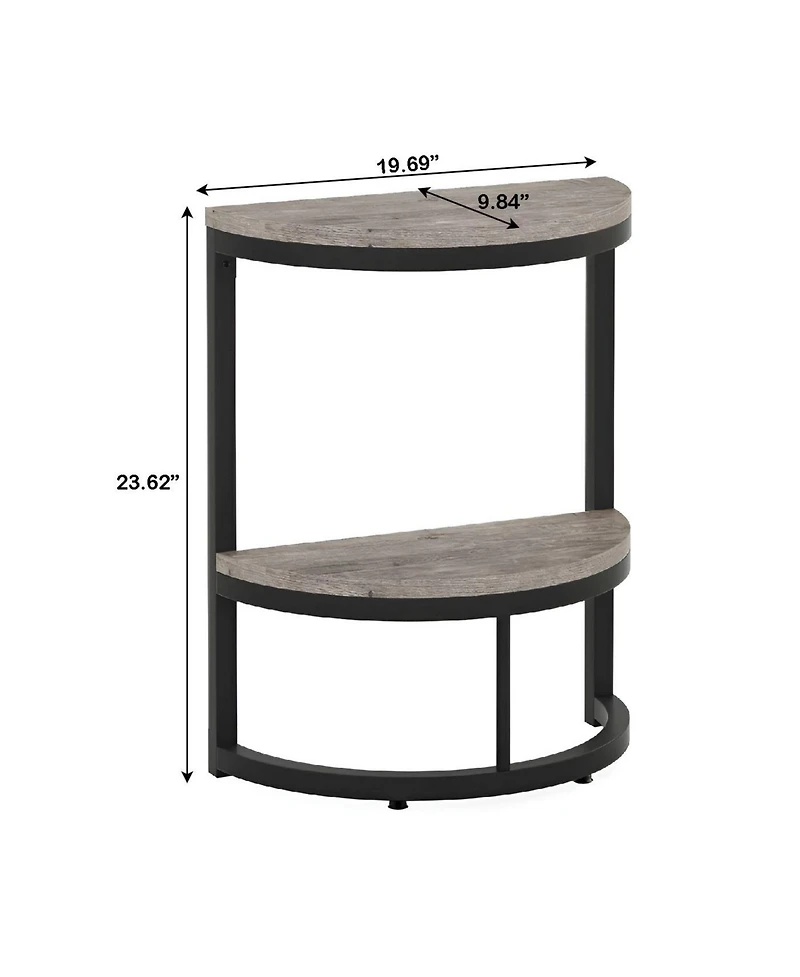 Slickblue Half Round End Table with Metal Frame for Small Spaces