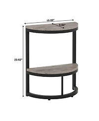 Slickblue Half Round End Table with Metal Frame for Small Spaces
