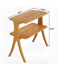 Slickblue Farmhouse Wood End Table 2-Tier Side with Storage Shelf for Living Room