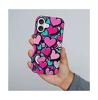 Gonez Case for iPhone 17, 2-in-1 Dual-Layer Shockproof Protection, Cute Heart Print Glossy