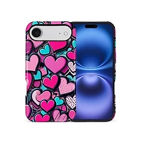 Gonez Case for iPhone Air, 2-in-1 Dual-Layer Shockproof Protection, Cute Heart Print Glossy