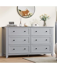 gaomon 6 Drawer Dresser For Bedroom, 54" Wide Large Dresser With Deep Drawers And Metal Knobs, Modern Wooden Chests Of Drawers