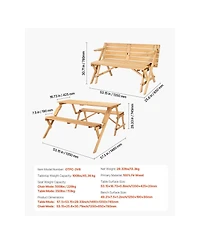 Cozito Transforming Picnic Table and Bench Set with Umbrella Hole