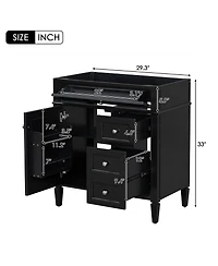 Busdays 30 Inch Modern Bathroom Storage Cabinet without Top Sink 2 Drawers and a Tip Out Drawer Basin Not Included