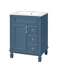 Busdays 24 Inch Bathroom Vanity with Ceramic Sink Small Cabinet Modern with 2 Drawers and Adjustable Shelf