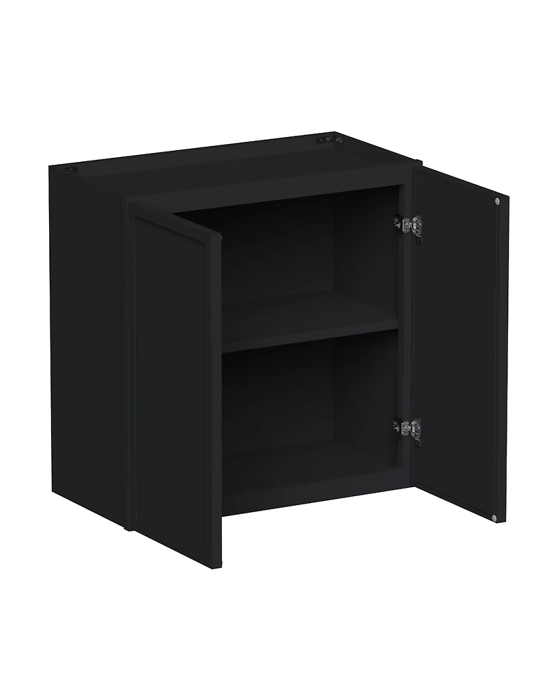 Boyel Living Double Door Short Wall Cabinet with Shelves, Ready to Assemble Kitchen Cabinet with Solid Wood Frame, Soft-Close Slides and Hinge