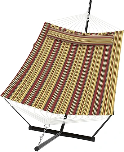 gaomon 2 Person Hammock with Stand for Outside, Double Hammock with Stand and Pillow, Max 450 Lbs Capacity with Balance Rope