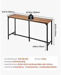 Sugift Bar Table, 1Piece 53 Kitchen High Top Table for Balcony, Living Room