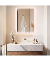 Luvodi 24" x 32" Rectangular Wall Mirror Anti-Fog Led Mirror Stepless Dimmable Lighted Bathroom Mirror