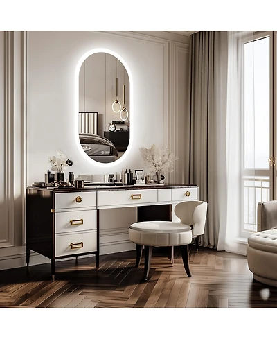 Luvodi 48"x24" Oval Led Bathroom Mirror Anti-Fog Illuminated 3 Colors Vanity Mirrors Memory Function