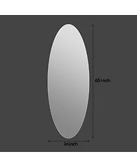 Phying Oval Full Length Wall Mounted Mirror Copper Free Glass Hd Clear Reflection Moisture Resistant Mirror for Entryway Bedroom Salon