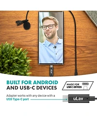 Movo uLav - Wired Omnidirectional Usb-c Lavalier Clip On Microphone