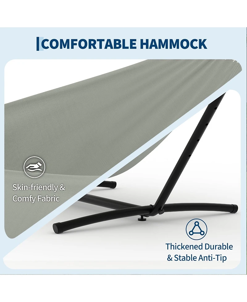 GarveeLife Heavy Duty Double Hammock with Steel Stand - 2 Person Outdoor Hammock, Portable, Space-Saving, 450 lbs Capacity, with Carry Bag
