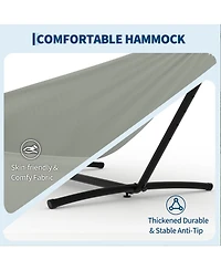 GarveeLife Heavy Duty Double Hammock with Steel Stand - 2 Person Outdoor Hammock, Portable, Space-Saving, 450 lbs Capacity, with Carry Bag