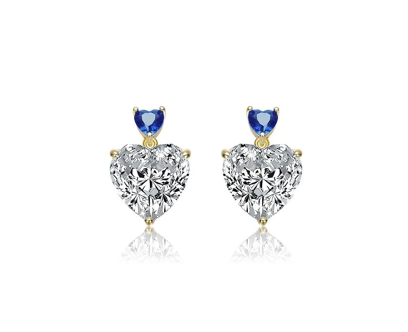 Rachel Glauber Dainty 14K Gold Plated Cz Heart Earrings