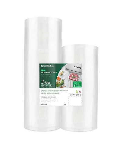 Bonsaii Bonsenkitchen Vacuum Sealer Rolls Bags, 8" x 50' & 11" x 50', Bpa-Free Commercial Food Vacuum Bags for Storage and Sous Vide Cooking