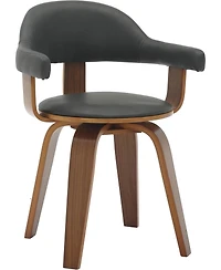 LeisureMod Brivo Upholstered Dining Chair Set of 2 with Swivel, Leather and Poplar Wood Frame, Open-Back Design Armrests for Kitchen