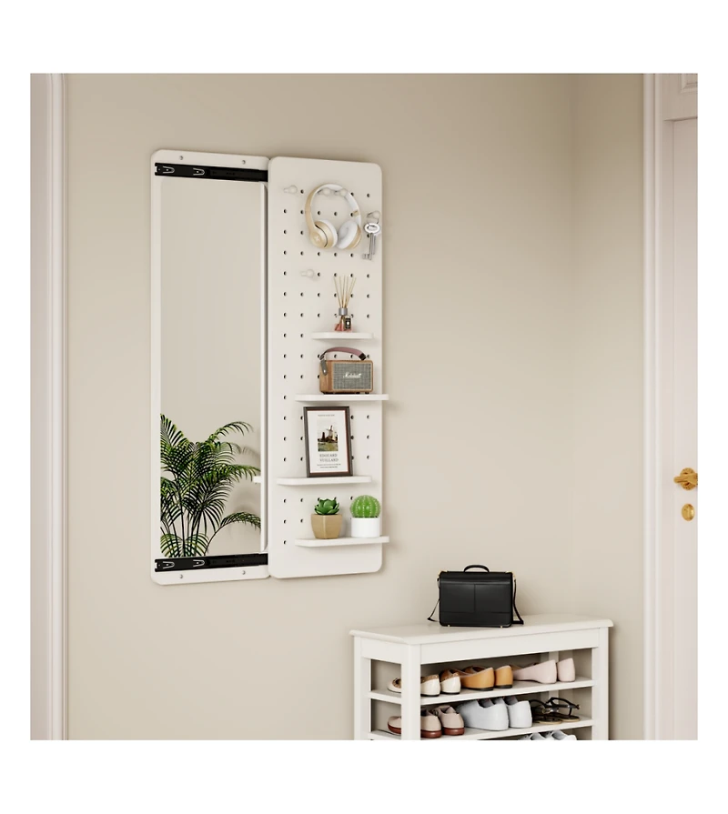 Phying Wall Mounted Full Length Mirror Multi-Functional Push Pull Design Space Saving Panel Mirror for Bedroom Living Room Entrance Decor