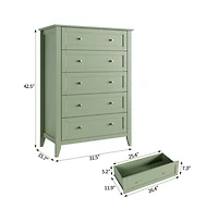 gaomon 5 Drawer Dresser for Bedroom, Dresser with Deep Drawers and Metal Knobs, Tall Modern Wooden Chests of Drawers for Entryway, Hallway