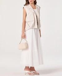 Astr the Label Women's Radley Band Collar Sleeveless Cargo Vest Jacket