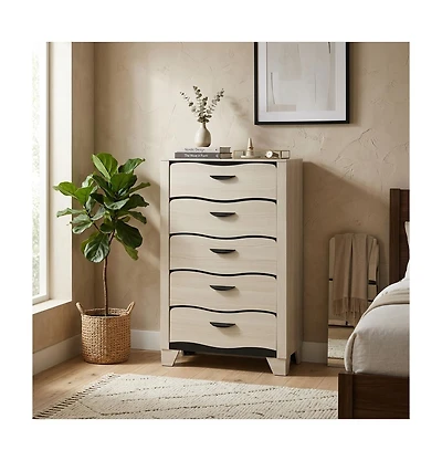 Kings Brand Furniture Engineered Wood and Contemporary Design Brielle 5-Drawer Chest