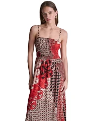 Bcbg Women's Printed Square Neck Sleeveless Dress