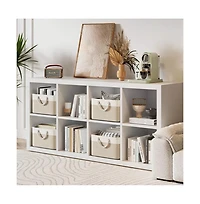 Gouun 4-Pack Foldable Cotton Linen Storage Bins with Rope Handles