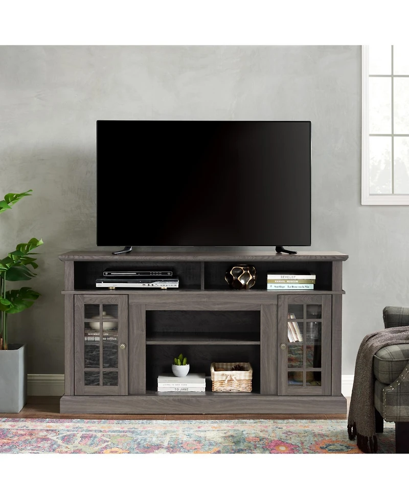 Rainsken Farmhouse Wood Tv Stand, with Open and Closed Storage Space, for Up to 65" , Home Entertainment Console Table, Living Room