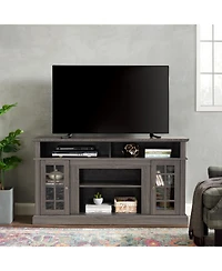 Rainsken Farmhouse Wood Tv Stand, with Open and Closed Storage Space, for Up to 65" , Home Entertainment Console Table, Living Room