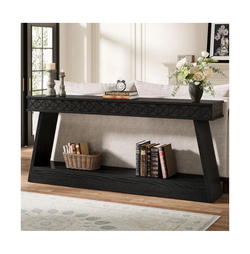 Slickblue 70.8" Farmhouse Console Table with Shelves for Living Room