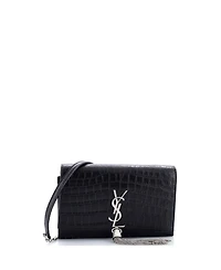 Pre-Owned Saint Laurent Classic Monogram Tassel Chain Wallet Embossed Leather