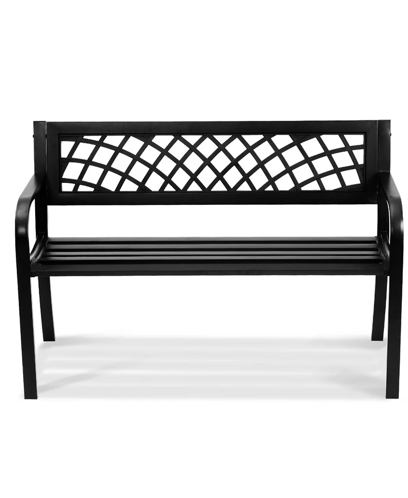 Yiortwo 46 Inch Outdoor Metal Garden Bench with Backrest and Armrests