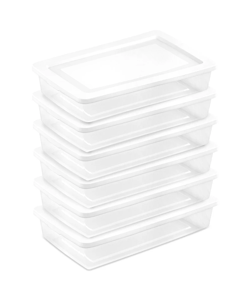 Sterilite 41 Quart Stackable Plastic Storage Box Home Organizer 6 Pack