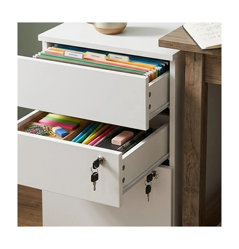 Slickblue Locking 3 Drawer File Cabinet Pedestal for Office Desk