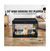 Ruie Square 4 Panel Metal Dog Exercise Pen 24 x 36 in Indoor Outdoor Playpen