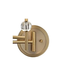 Possini Euro Design Kohle Modern Swing Arm Wall Lamp with Cord Cover Polished Brass Plug-in Light Fixture Inner Sheer Outer Shade for Bedroom
