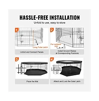 Ruie Foldable 8 Panel Metal Dog Playpen 24 in Pet Exercise Pen Indoor Outdoor