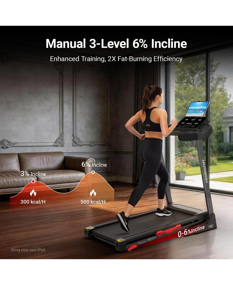 Harison Foldable Treadmill with Incline for Home, Adjustable Running Machine(Hrm-T211)
