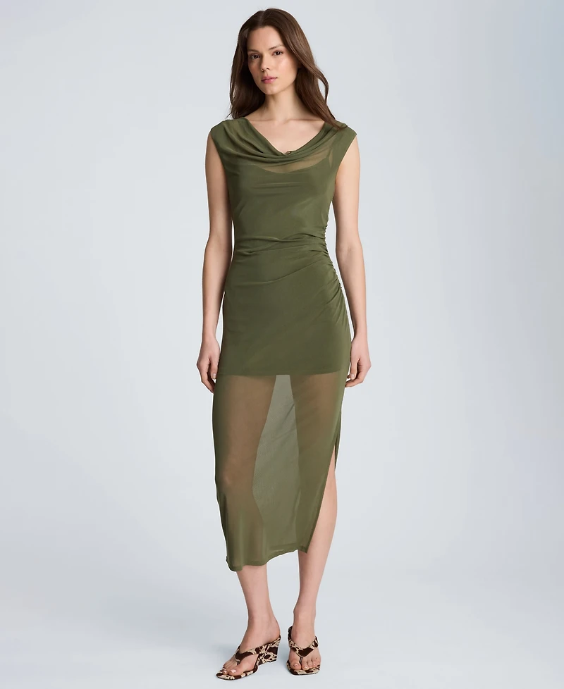 Kenneth Cole Women's Sleeveless Cowl Neck Midi Dress