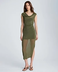Kenneth Cole Women's Sleeveless Cowl Neck Midi Dress