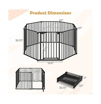 Ruie 8-Panel Extra Wide Pet Safety Gate Adjustable Auto-Close Door