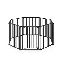 Ruie 8-Panel Extra Wide Pet Safety Gate Adjustable Auto-Close Door