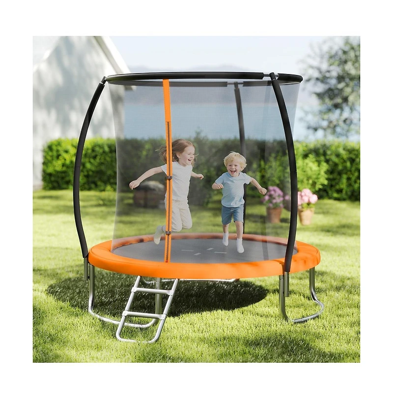 Ruie 8 feet Outdoor Heavy-Duty Recreational Trampoline with Enclosure Net Ladder