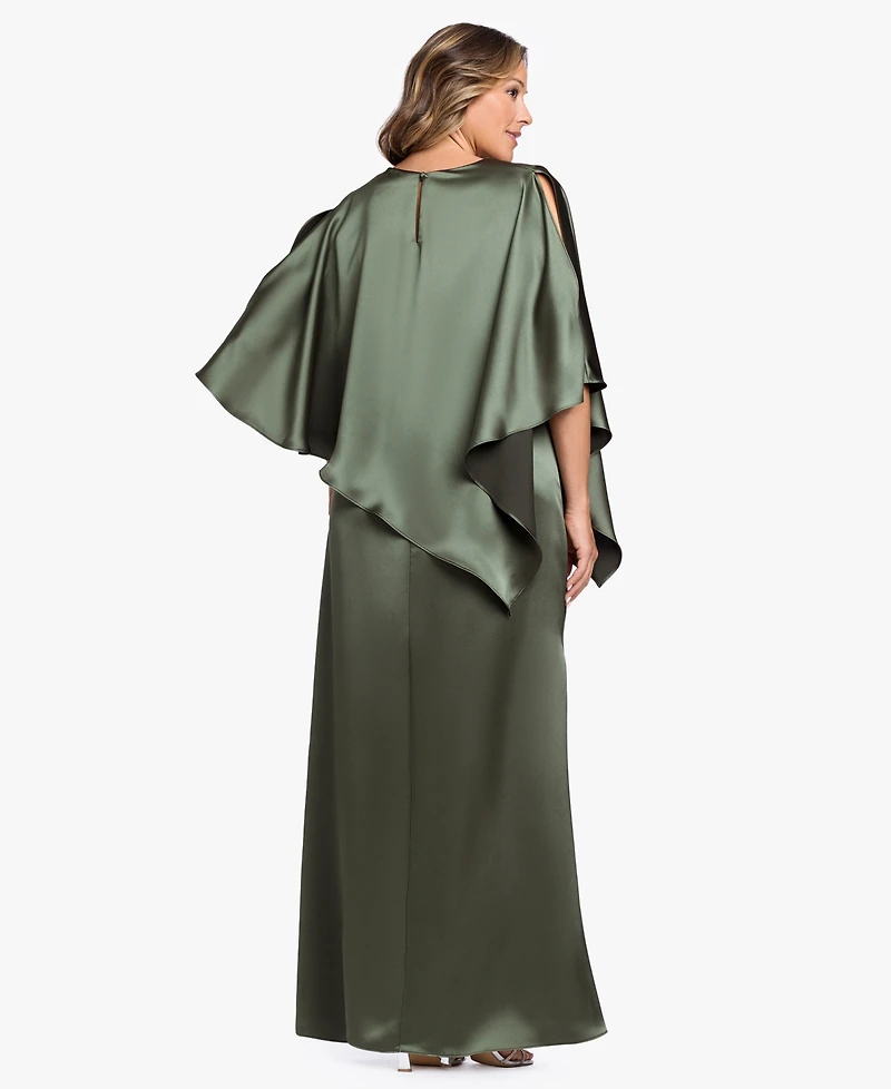 Xscape Plus Crewneck Satin Overlay Ball Gown