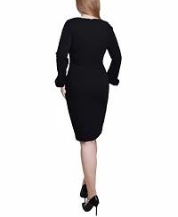Ny Collection Women's Long-Sleeve Scuba Dress