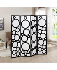 sumyeg Arvada 4-Panel Wood Room Divider with Circle Pattern Folding Privacy Screen for Indoor Use