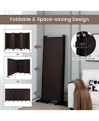 sumyeg 6-Panel Foot Rolling Room Divider with Lockable Wheels for Indoor Privacy