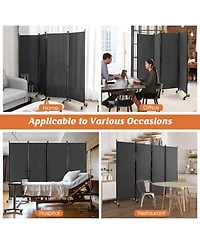 sumyeg 4-Panel Folding Room Divider Privacy Screen with Lockable Wheels for Indoor Use