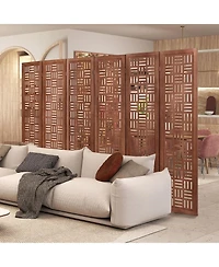 sumyeg 6-Panel Solid Wood Folding Room Divider Partition Stand for Indoor Use